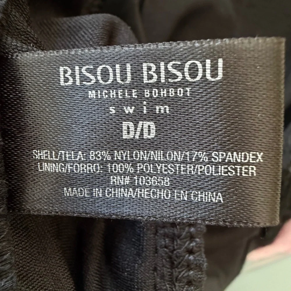 Bisou Bisou Michele Bohbot Swim Tankini Top Black Ruched Empire Waist Womens D/D